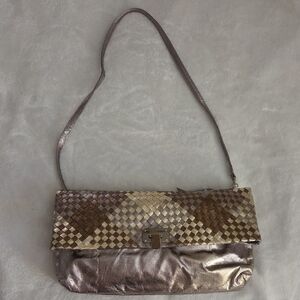 Elliott Lucca Metallic Woven Clutch